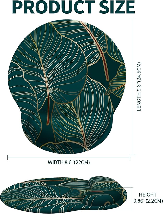 eulps Mouse Pad with Wrist Rest, Comfortable Computer Mousepad with Gel Wrist Support Smooth Surface and Non-Slip PU Base for Pain Relief, Laptop, Office & Home (Tropical Plants)