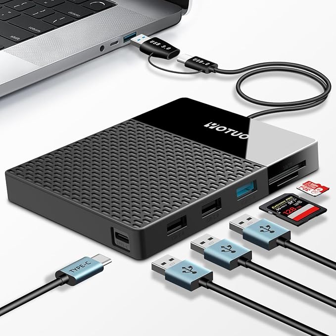 1TB Docking Station External Hard Drive, USB C Multiport Hub HDD 7-in-1, USB 3.0, SD/TF Card Reader, Multi-Function HDD for Windows, Mac, Android, TV, Phone, Laptop, Desktop, PC