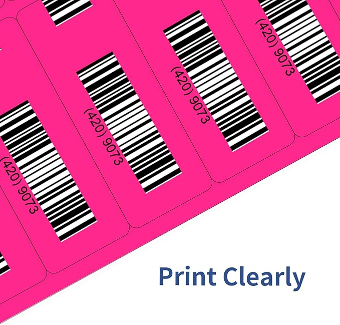 STARLIBOO 1" x 2-5/8" Address Labels- 600 Neon Color Fluorescent Stickers for Laser/Ink Jet Printer mailing Labels 8.5"×11"- Fluorescent Pink