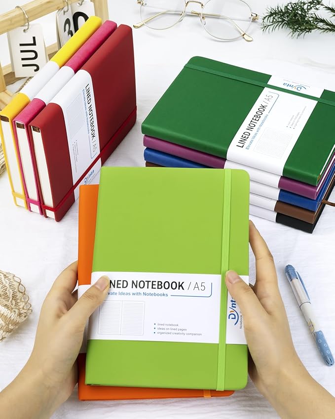 Hardcover Journal Notebooks, 10 Packs A5 Lined Journals Bulk for Writing 200 Pages/100Sheets, 8.4 x 5.8 inch, 10 Colors Classic Ruled Notebook for Work/Travel/College/Note Taking