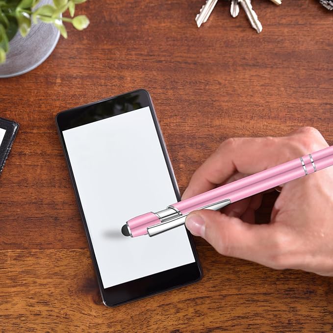 24 Pcs Blue Ink Ballpoint Pen with Stylus Tip 2 in 1 Ballpoint Pen 1.0 mm Blue Ink Metal Stylus Pen for Touch Screens Coworkers, Family, Colleagues, Office (no Multicolor)