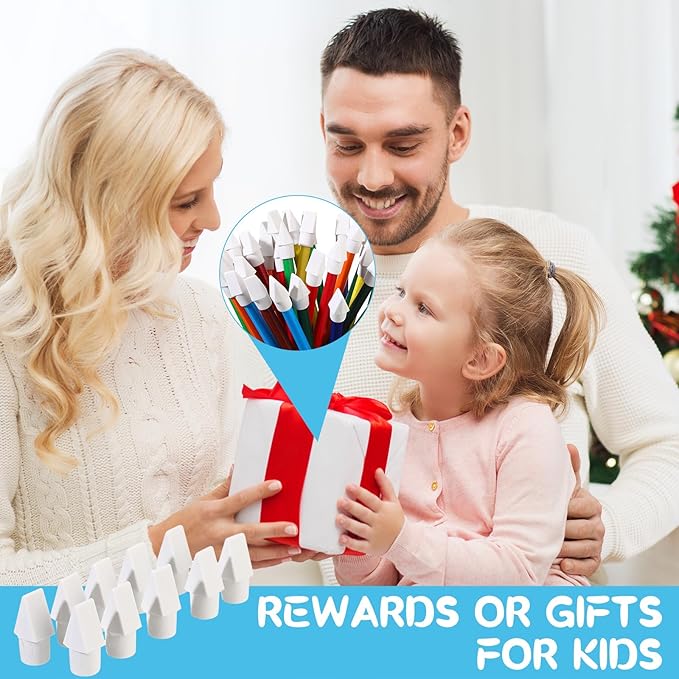 Crtiin 1000 Pcs Pencil Top Erasers Bulk Caps for Pencils Chisel Shape Erasers Toppers Classroom Party Favors Games Prizes Funny Pencil Eraser Cap for Kids Studying Supplies Home Office(White)