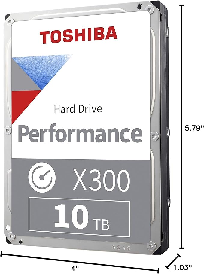 Toshiba X300 10TB Performance & Gaming 3.5-Inch Internal Hard Drive - CMR SATA 6 GB/s 7200 RPM 512 MB Cache - HDWR71AXZSTA
