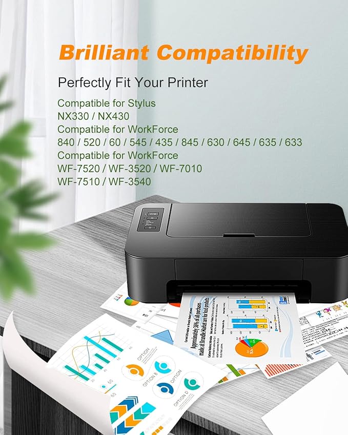 126 Ink Cartridges Remanufactured Replacement for Epson 126 Ink Cartridges for Epson 126 T126 Ink use for Epson Workforce WF-3520 WF-3540 WF-7010 435 545 645 845 60 Stylus NX430 (10 Pack,126 Ink)