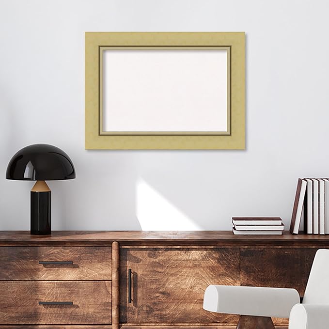 Amanti Art White Cork Board for Wall, 22x30 Vision Board with Gold Frame, Medium Corkboard Office Decor for Home Organization, Casual Corkboard Pinboard to Display Items for Home Organization in