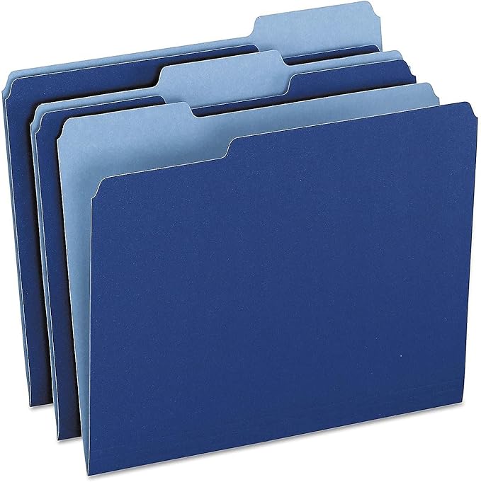 Pendaflex Two-Tone Color File Folders, Letter Size, 1/3 Cut, Navy, 100 Per box (152 1/3 NAV)