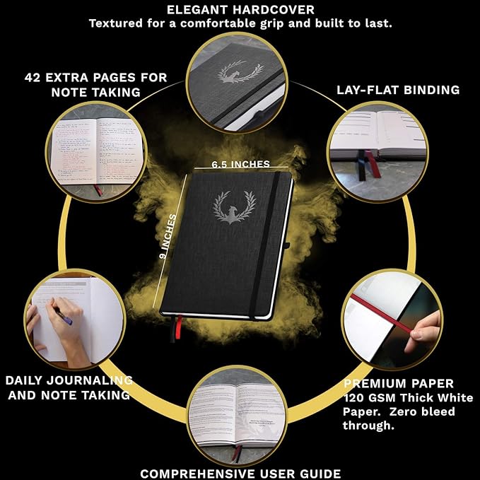 The Phoenix Journal - Best Daily Goal Planner, Organizer, & Calendar for Goal Setting, Gratitude, Happiness, & Productivity - Vision Board & Habit Tracking - 12 Weeks, Undated, Hardcover (Crimson)