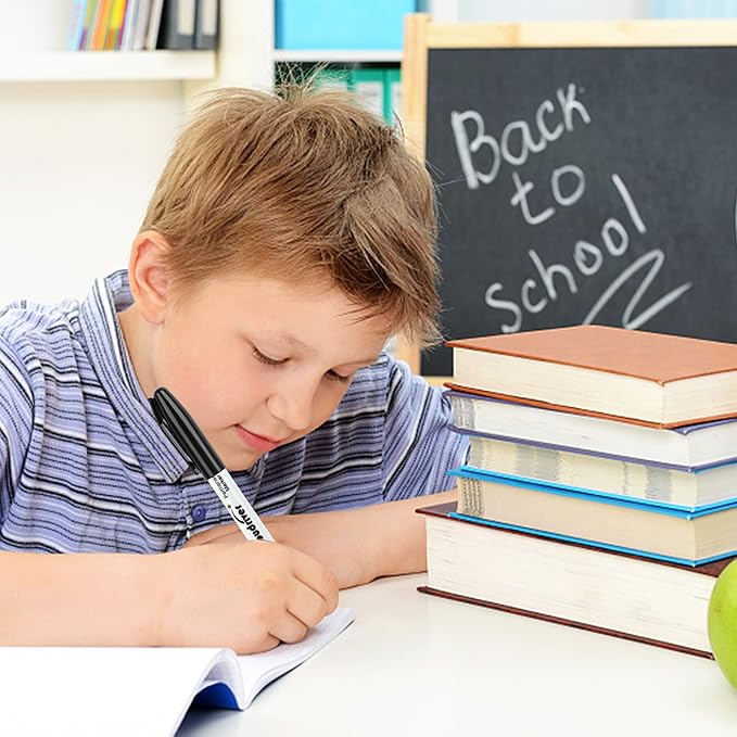 cloudriver Permanent Markers, 148 Pack Black Permanent Markers Set, Fine Point, Bulk Permant Markers Work on Wood, Plastic, Metal, Stone, Glass