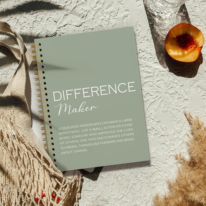Difference Maker Gift, Difference Maker Definition Spiral Notebook Journal, Motivational Notebooks, Thank You Gifts for Women Men Teacher Coworkers, Hardcover Spiral Notebook 5.5x8.3(Green)
