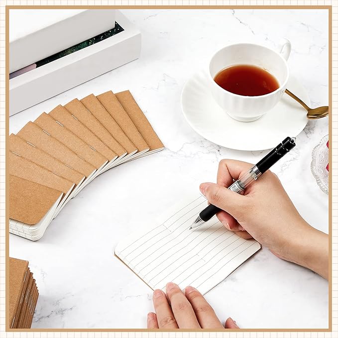 Outus 36 Pcs Pocket Notebook Mini Journal 2.5" x 4" Kraft Paper Mini Notepad Bulk Softcover Pocket Notepad Memo Diary Subject Notebooks for Student Traveler School(Brown)