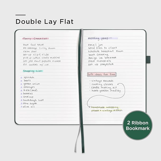 &And Per Se Lined Journal Notebook (5 Packs), 160 Pages, A5 5.7 x 8 inches College Ruled Thick Paper Notebook Journals for Writing, Hardcover Notebooks for Women Men Office School (Green)
