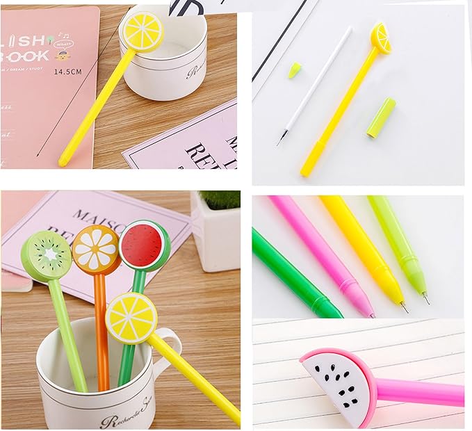 YYaaloa 30pcs Lemon Pens Cute Gel Ink Pens 0.5mm Black Ink Novelty Pens for Child, Women Coworkers Office School Home Wedding Bridal Shower Gifts Party Supplies (Cute Lemon 30pcs)