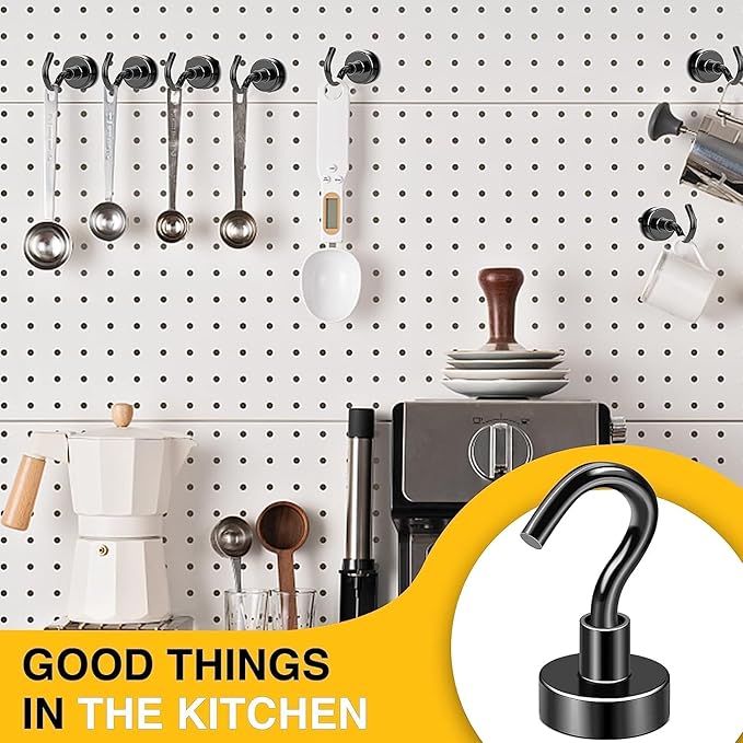 DIYMAG Magnetic Hooks, 30Lbs Strong Heavy Duty Cruise Magnet S-Hooks for Classroom, Fridge, Hanging, Cabins, Grill, Kitchen, Garage, Workplace and Office etc, (500Pack-Black),Screw in Hooks