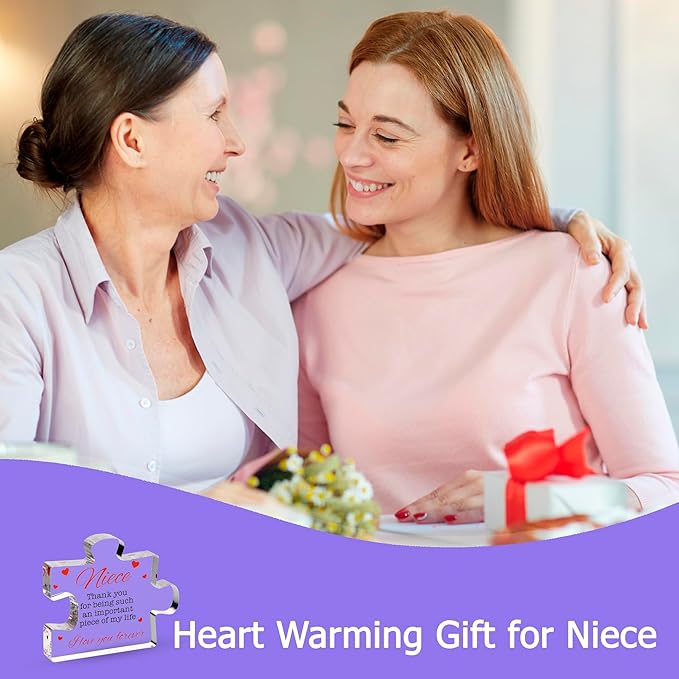 VELENTI Niece Gifts - Acrylic Block Puzzle Niece Gift - Cute Niece Gifts from Aunt, Uncle - Birthday, Christmas, Paperweights, Graduation Niece Gifts from Auntie - Novelty Gifts for Nieces