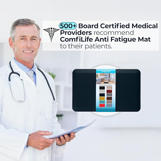 ComfiLife Anti Fatigue Floor Mat – 3/4 Inch Thick Kitchen Mats for Floor, Standing Desk Mat, Kitchen Rug – Comfort at Home, Office – Durable – Stain Resistant – Non-Slip Bottom (20" x 32", Navy)