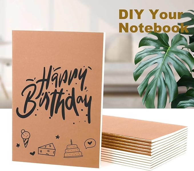 Ddaowanx 48 Pack A5 Kraft Notebooks, Journals in Bulk, Blank Paper Sketchbooks, 72 Pages, 36 Sheets, 80GSM, 8.3x5.5 Inch, Travel Writing Notebooks Journal for Office School Supplies
