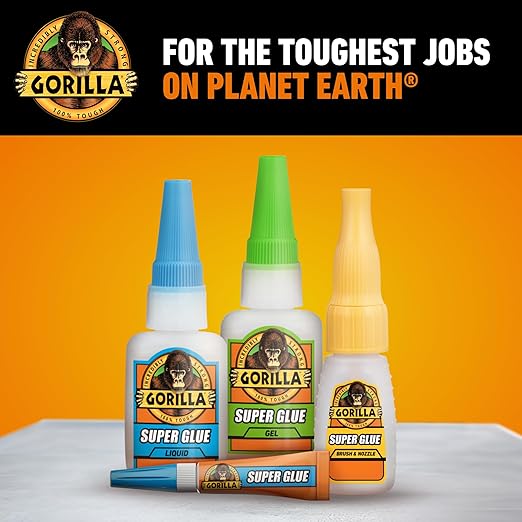 Gorilla Super Glue with Brush & Nozzle Applicator, Clear Glue, 12 Gram (Pack of 24) - All Purpose and Fast Setting for Projects and Repairs