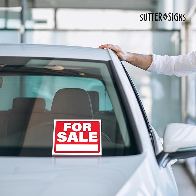 For Sale Signs 12x9, Plastic Signs for Used Car, Trailer, Vehicle for Sale, Waterproof Plastic (Pack of 4)