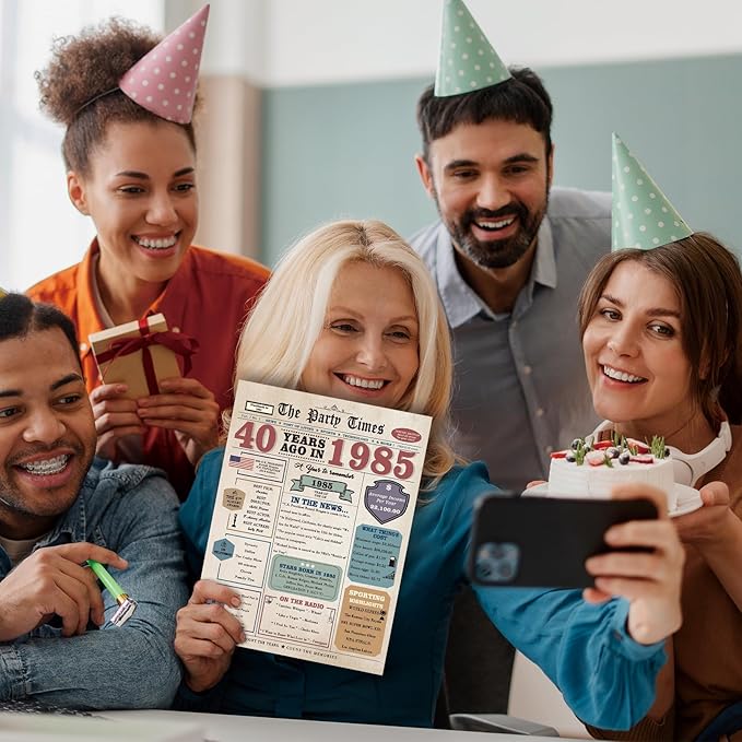 40th Birthday Card Gifts Men Women, 40 Year Old Birthday Decorations for Husband Wife