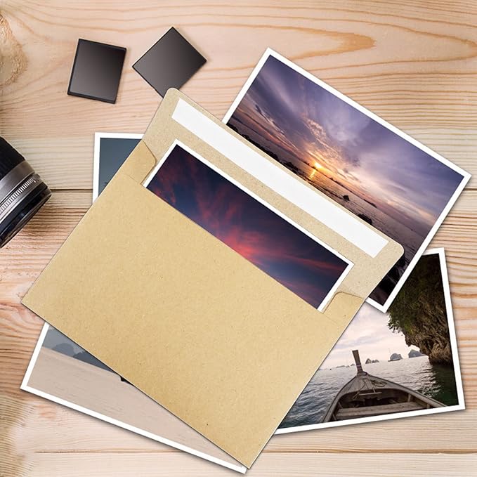 50 Pack Kraft Envelopes,A7 Invitation Envelopes,Wedding, Baby Shower,Brown Kraft Envelopes for Personalize Gift Cards, Birthday Party,5x7 Envelopes for Invitations