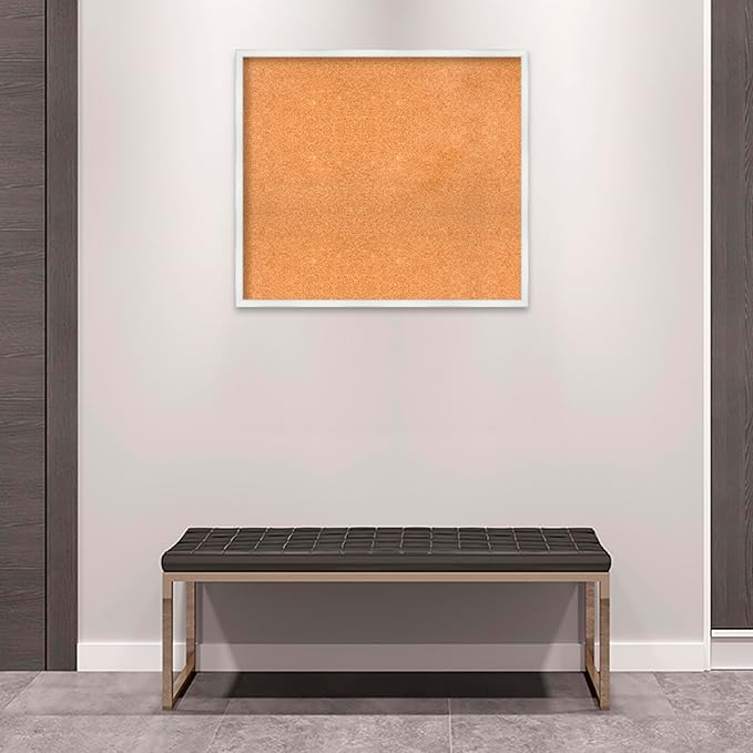 Amanti Art Natural Cork Board for Wall, 29x33 Vision Board with White Frame, Large Corkboard Office Decor for Home Organization, Country Rustic Corkboard Pinboard to Display Items for Home