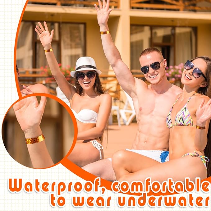 Epakh 600 Pcs Paper Wristbands Neon Wrist Bands Waterproof Handbands for Events Lightweight Concert Wristbands Neon Colored Adhesive Wrist Band for Party