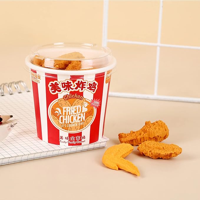 Food Erasers 27 Pack Fried Chicken Desk Pet Erasers for Kids Cute Fun School Supplies Prize Gifts Party Favors
