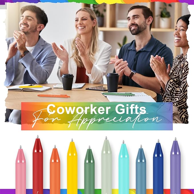 30pcs Thank You Pens Bulk Cute Multicolor Ballpoint Pen for Men Women Server Accessories Employee Holiday Appreciation Gifts for Teacher Office Back to School Party Favor (Rainbow)
