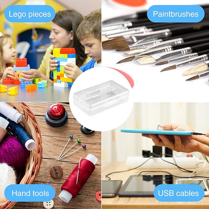 Sooez 3 Pack Pencil Case, Large Pencil Box Case, Clear Crayon Marker Box Bulk, Hard Plastic School Supplies with Snap-tight Lid, Stackable Storage Container Art Craft Organizer for Bead Pens, Clear