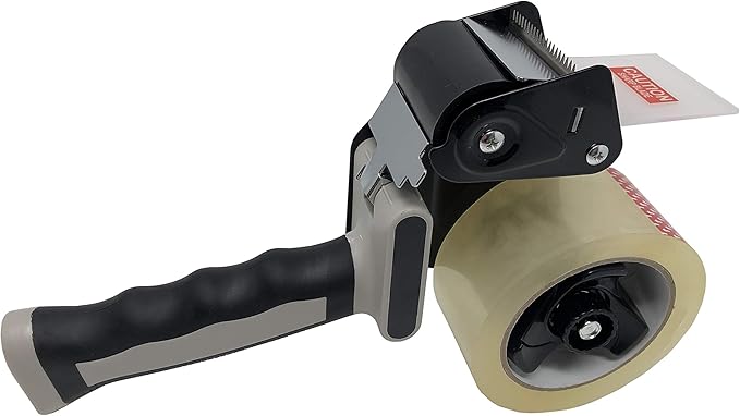 Clipco Tape Dispenser Gun with Packing Tape Included and Rubberized Handle (Pack of 3) (Black-Gray)