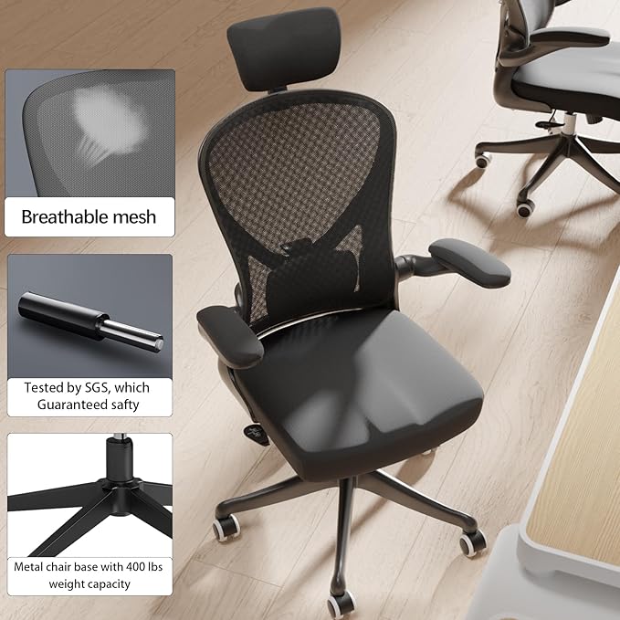 Desk Office Chairs Computer Mesh Chair Executive Chair with Lumbar for Home & Office (04Black)