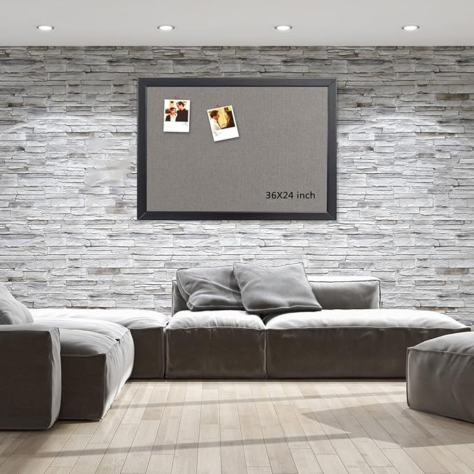 Gideal Cork Board Bulletin Board, 24 x 36 Inch Cork Boards for Walls, Large Cork Board for Office, School & Home with Imported Solid Wood Frame and Grey Canvas, Wall Mounted Notice Boards, 2 Pack