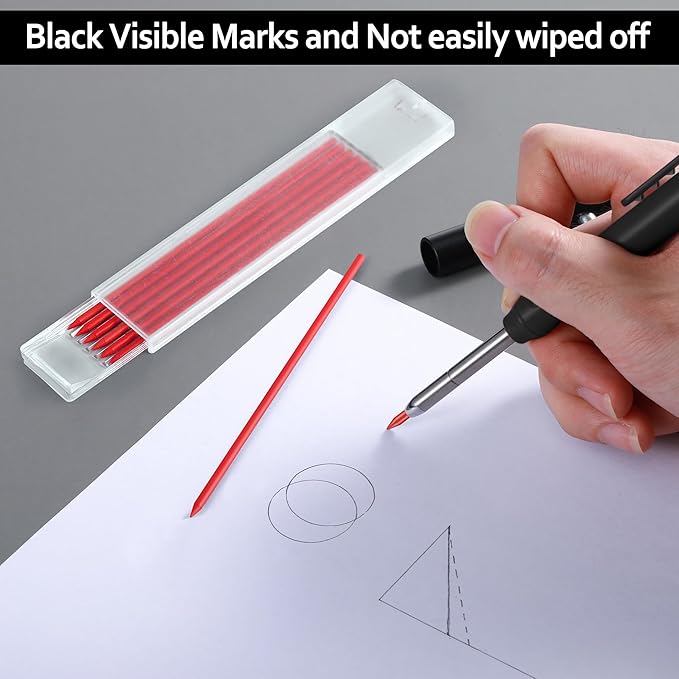 Hiboom 24 Pieces 2.8mm HB Refill for Carpenter Pencil, Study Long Lasting Pencil for Mechanical Pencil Woodworking Construction(Red)