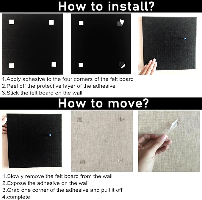 Large Cork Board Alternative for Walls, 47"x35" 12 Pack Felt Wall Tiles Bulletin Board with 30 Push Pins, Sticky Notes, Cork Boards for Office Pin Board Tack Board Felt Boards (Light Gray)