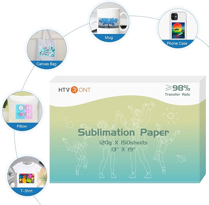 HTVRONT Sublimation Paper 13x19 inches - 150 Sheets Sublimation Paper Compatible with Inkjet Printer 120g…