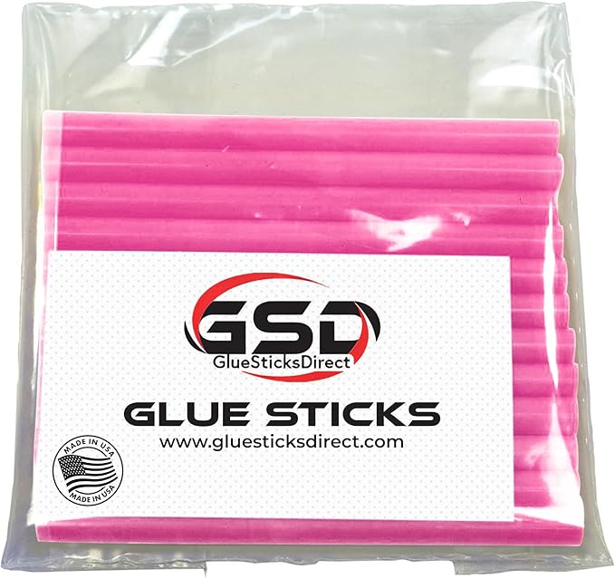 Mini Size Hot Melt Glue Sticks for Glue Gun - Bulk 4in Neon Pink Glue Sticks - Great for Art Craft Repairs & Compatible w/Most Glue Guns - 5/16" X 4" (24 Sticks) - Made in USA