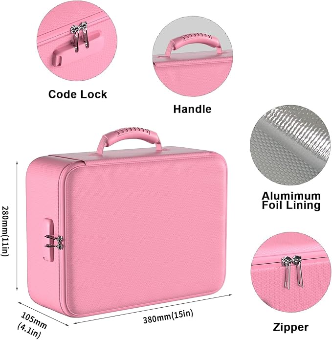 DocSafe 5200°F Document Organizer with Lock,Upgraded Heat Insulated Fireproof&Waterproof Box 8 Layers File Organizer,Portable Home Travel Safe Storage for Important Documents, Files,Pink (Soft)