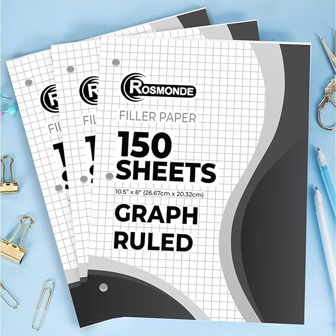 7200 Sheets Graph Paper Bulk, 48 Pack, Bulk Loose Leaf Paper, 4x4, 8" x 10.5", Bulk Grid Paper, Thick Graphing Paper, Fights Ink Bleed, 3 Hole Punched, Quad Ruled Sheets, Bulk School Supplies