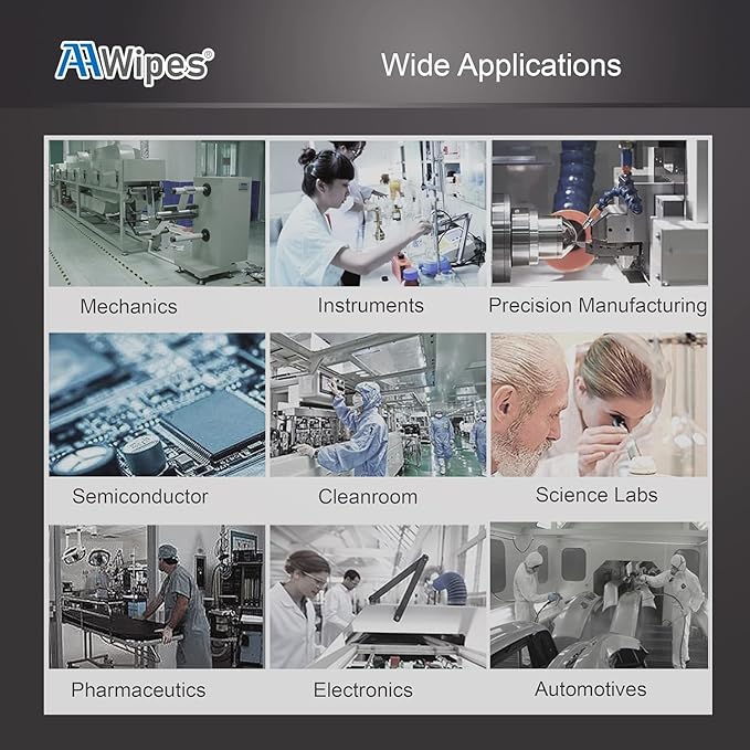 AAwipes Cleanroom Wipes 6" x 6" (Bag of 150 Pcs, Grade A, 68 GSM) Lint Free Wipes Cellulose/Polyester Wipers for Lab, Electronics, Pharmaceutics, Electronics, Printing (NW06806-150)