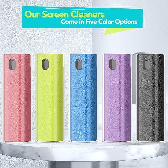 2 Pcs Fingerprint Proof Cleaner, 3 in 1 Touchscreen Mist Spray Wipe Cleaner Soft Fiber Flannel, Safe for All Phones Glasses Tablet Laptop TV Watch Screens (Blue)
