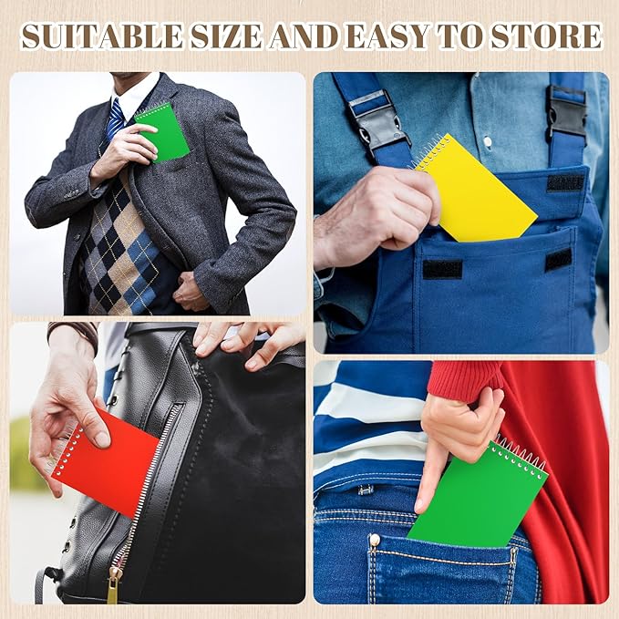 24 Pcs Small Pocket Notebooks 3 x 5 Inch Mini Memo Spiral Notepads Top Bound College Ruled Lined Note Pads for Back School Office Journaling Noting, 75 Sheets/Pad (3 Colors)