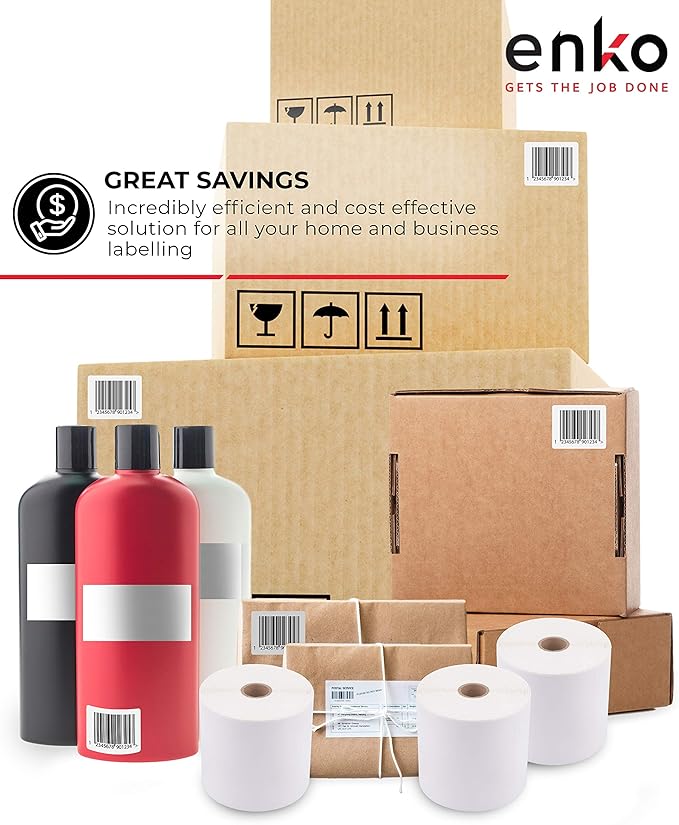 enKo (6 Rolls, 2,700 Labels) 4 x 6 Direct Thermal Address & Shipping Labels Compatible for Zebra 2844 ZP-450 ZP-500 ZP-505, Rollo, Eltron, Neatoscan