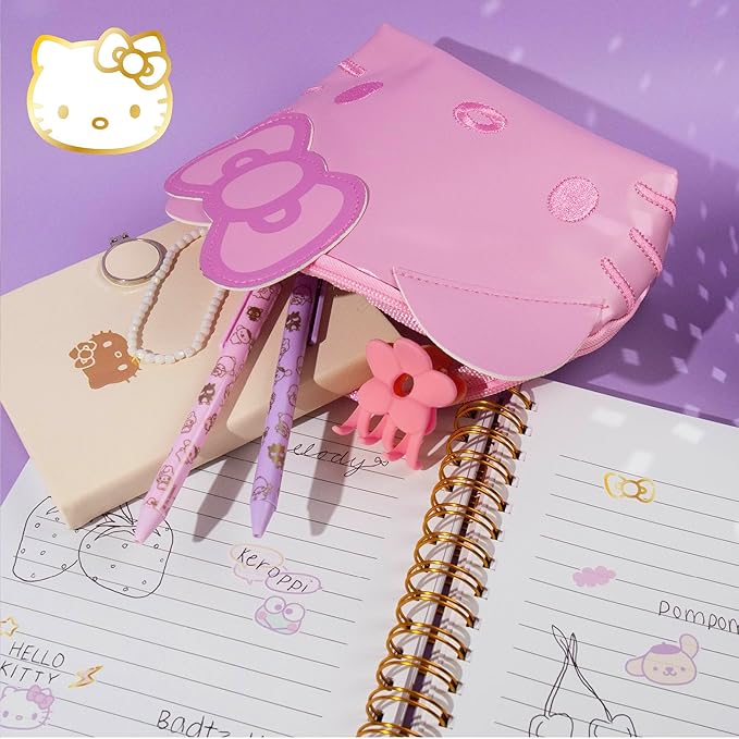 Official Sanrio Hello Kitty Pouch & Pencil Case Set, Pink, With Keychain, Cute School Supplies, Sanrio Stuff, Stationery