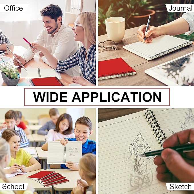 Yahenda 18 Pcs Spiral Notebook Bulk A5 Journal Lined 8.3'' x 5.5'' Writing Composition Paper Small Notepad Subject Notebook for Students Office Business Back to School Supplies (Red)