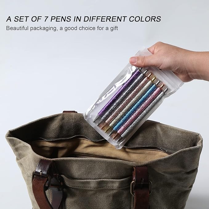 7pcs funny pens for adults, Seven Days of The Week Pen Describing Mentality,Glitter Ballpoint Pens,Black Ink Medium Point 1.0 mm Gift Pens, Cute Pens Office Supplies for Women