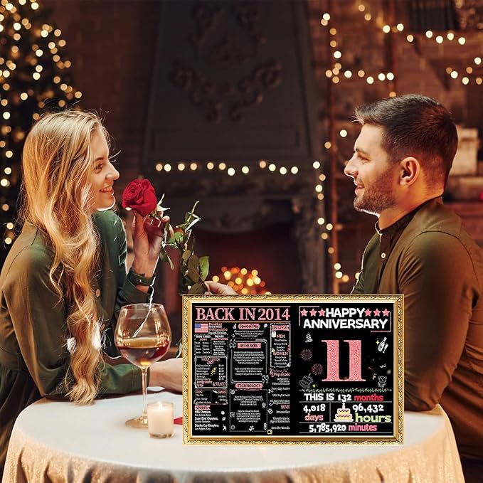 Joycard 11th Anniversary Card for Women, Wedding Card for Wife, Sweet Marriage Decorations Gifts for Couple, Perfect for Her on Anniversary Day, Back in 2014