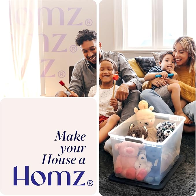 Homz Plastic 4 Clear Drawer Medium Home Organization Storage Container Tower with 2 Large Drawers and 2 Small Drawers, Black Frame (2 Pack)