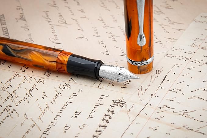 Conklin Duragraph Fountain Pen Amber - Extra Fine Nib, Precision Writing Instrument with Warm Amber Finish