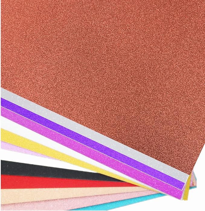 Baisunt 20 Sheets Bronze Glitter Cardstock Paper for DIY Art Project, Scrapbook, Birthday Wedding Party Decoration 250GSM(8x12 In, Non Adhesive)