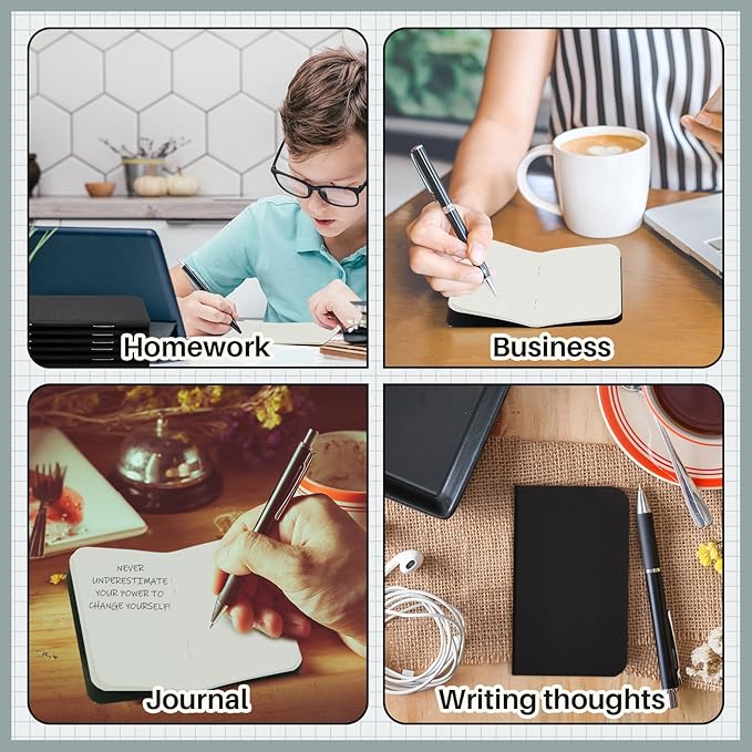 Outus 15 Pcs Mini Pocket Notebook 2.5" x 4" Small Journal Kraft Paper Notepads Bulk Softcover Pocket Notepad Memo Diary Subject Notebooks for Traveler Worker(Black,Blank Style)